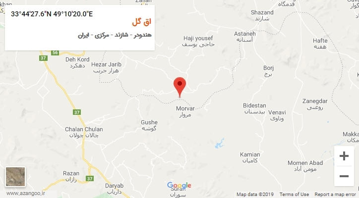 روستای اق گل بر روی نقشه
