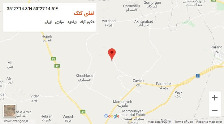 روستای اغذی گنگ بر روی نقشه