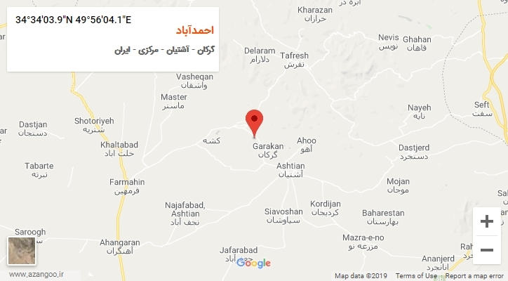 روستای احمدآباد بر روی نقشه