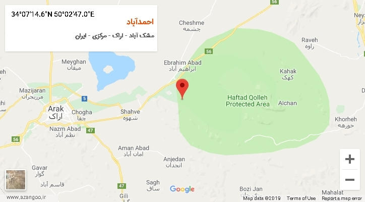 روستای احمدآباد بر روی نقشه