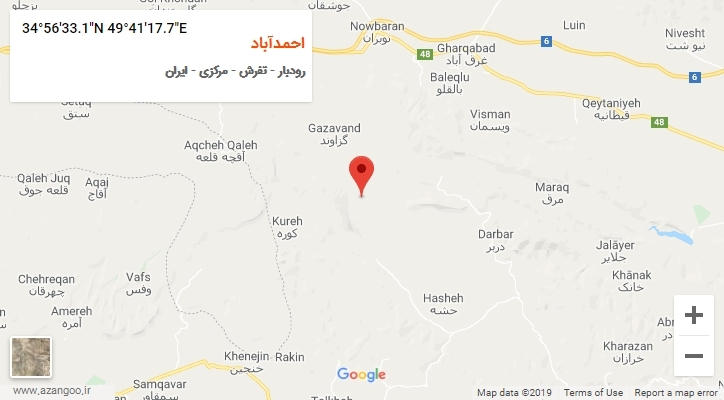 روستای احمدآباد بر روی نقشه