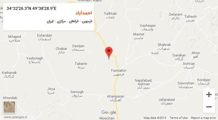 روستای احمدآباد بر روی نقشه