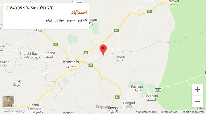 روستای احمدآباد بر روی نقشه