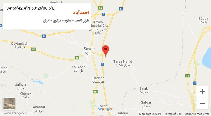 روستای احمدآباد بر روی نقشه