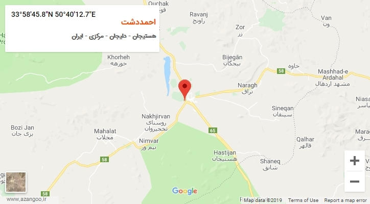 روستای احمددشت بر روی نقشه