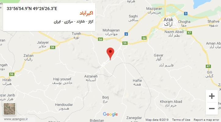 روستای اکبرآباد بر روی نقشه