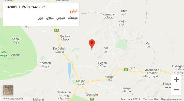 روستای الوان بر روی نقشه