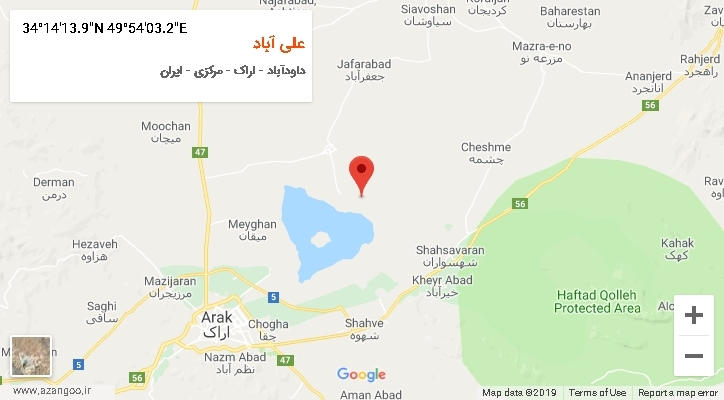 روستای علی آباد بر روی نقشه