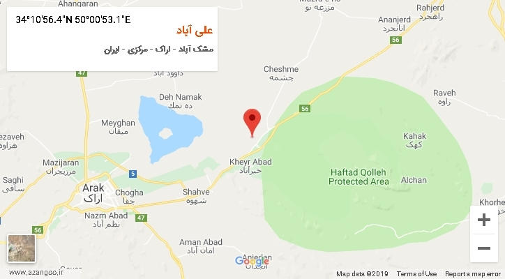 روستای علی آباد بر روی نقشه