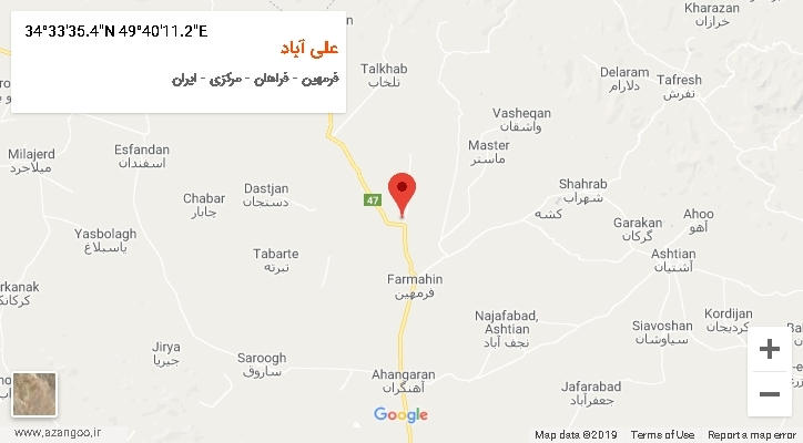 روستای علی آباد بر روی نقشه