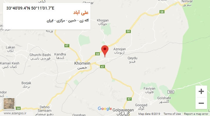 روستای علی آباد بر روی نقشه
