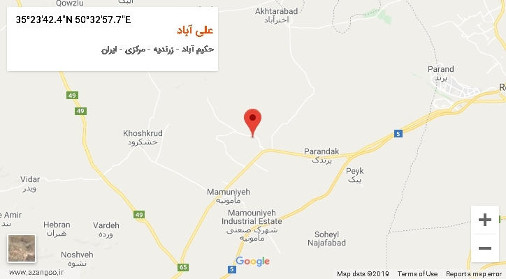 روستای علی آباد بر روی نقشه