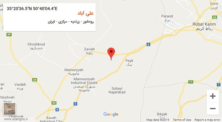 روستای علی آباد بر روی نقشه
