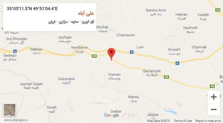 روستای علی آباد بر روی نقشه