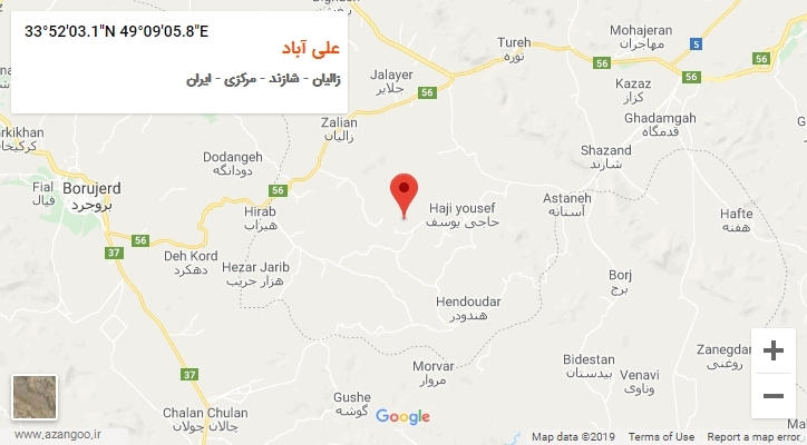 روستای علی آباد بر روی نقشه