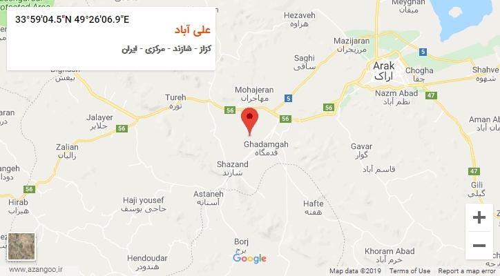 روستای علی آباد بر روی نقشه