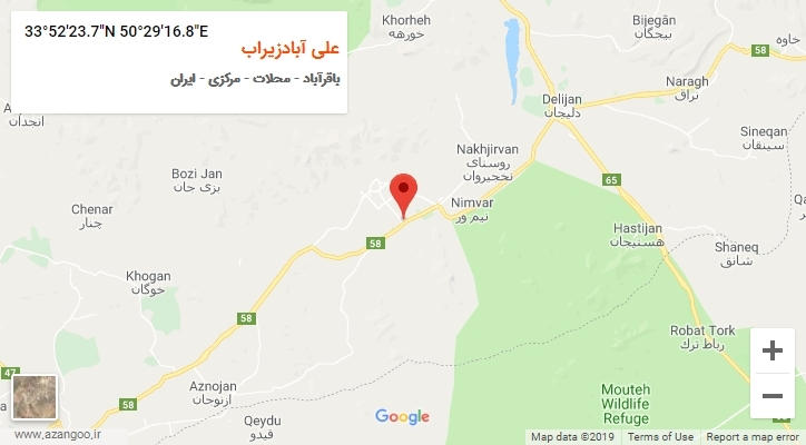 روستای علی آبادزیراب بر روی نقشه