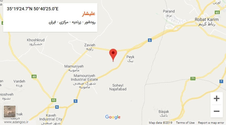 روستای علیشار بر روی نقشه