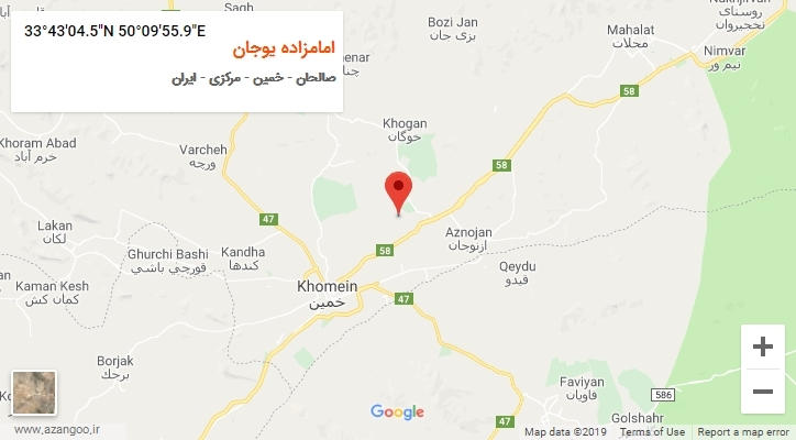 روستای امامزاده یوجان بر روی نقشه