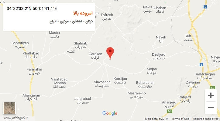 روستای امروده بالا بر روی نقشه