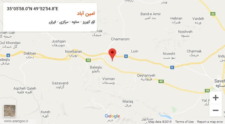 روستای امین آباد بر روی نقشه