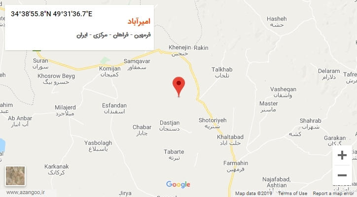 روستای امیرآباد بر روی نقشه