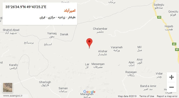 روستای امیرآباد بر روی نقشه