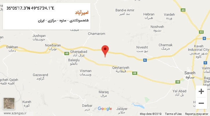 روستای امیرآباد بر روی نقشه