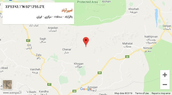 روستای امیرآباد بر روی نقشه
