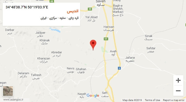 روستای اندیس بر روی نقشه