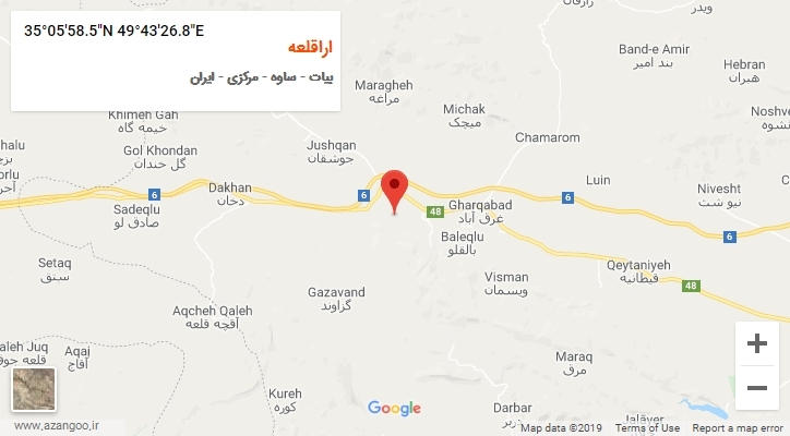 روستای اراقلعه بر روی نقشه