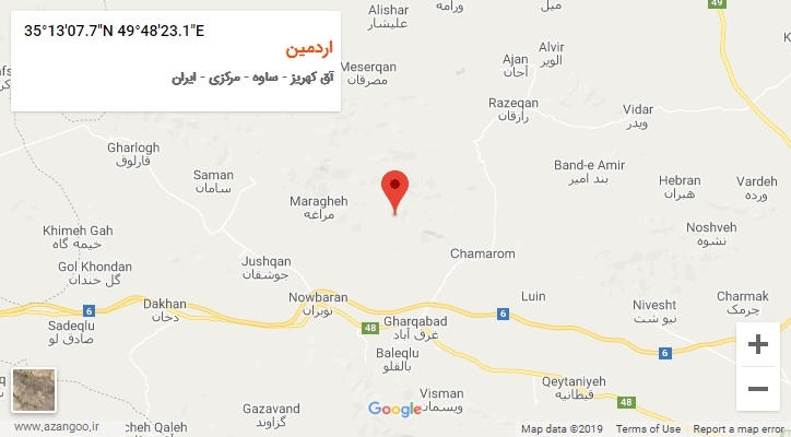 روستای اردمین بر روی نقشه