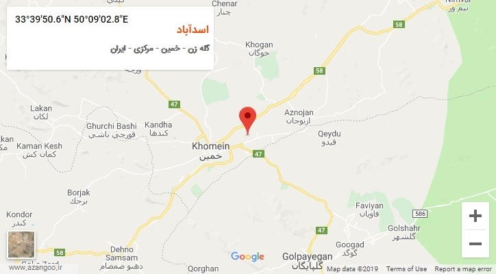 روستای اسدآباد بر روی نقشه