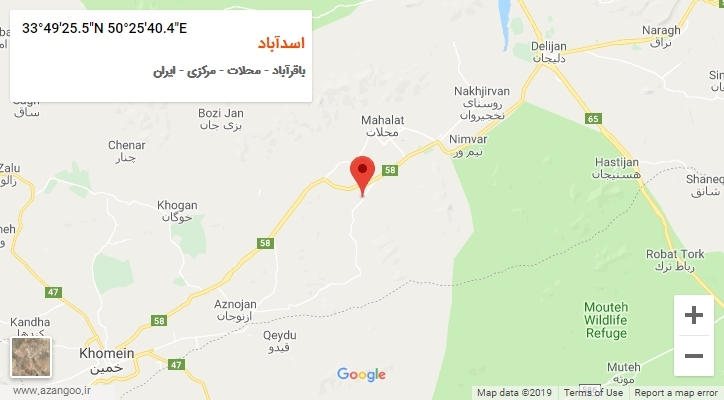 روستای اسدآباد بر روی نقشه