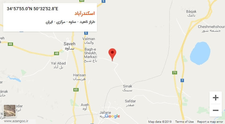 روستای اسکندرآباد بر روی نقشه