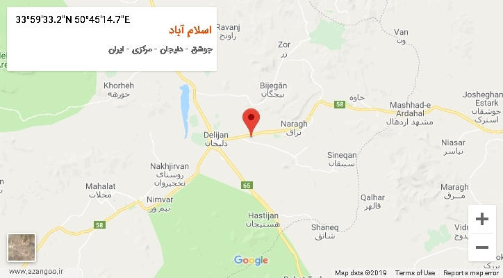 روستای اسلام آباد بر روی نقشه