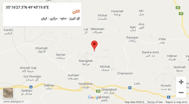روستای اتلن بر روی نقشه