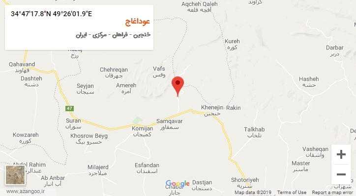 روستای عوداغاج بر روی نقشه