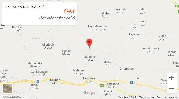 روستای اوزنبلاغ بر روی نقشه