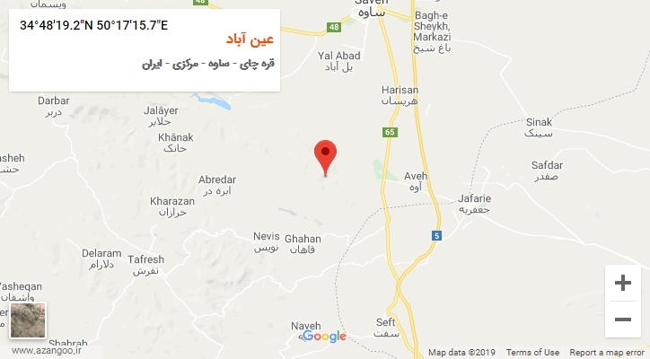 روستای عین آباد بر روی نقشه