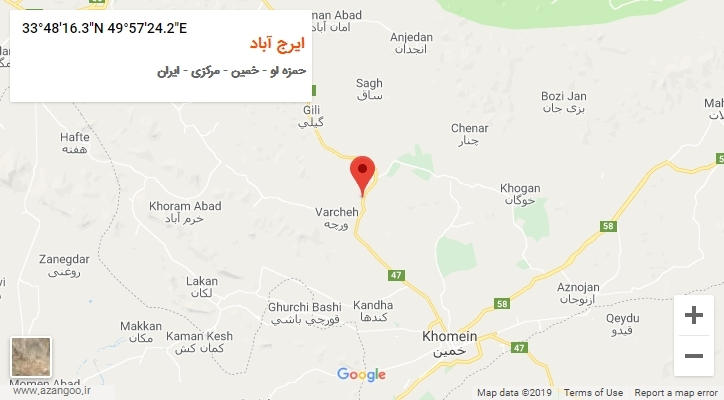 روستای ایرج آباد بر روی نقشه