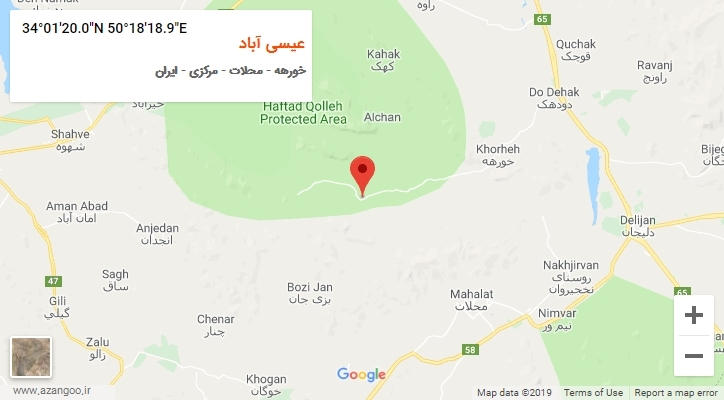 روستای عیسی آباد بر روی نقشه