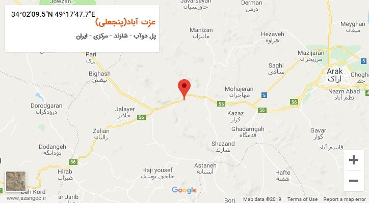 روستای عزت آباد(پنجعلی) بر روی نقشه