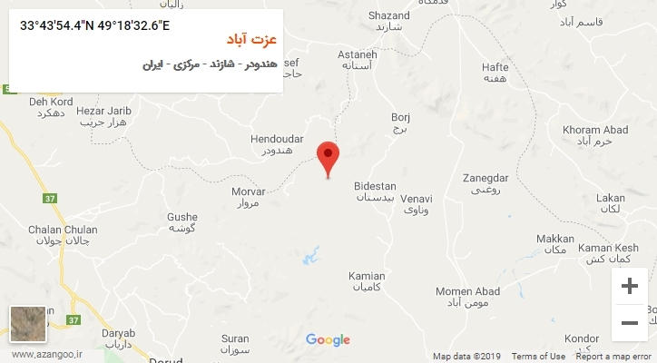 روستای عزت آباد بر روی نقشه
