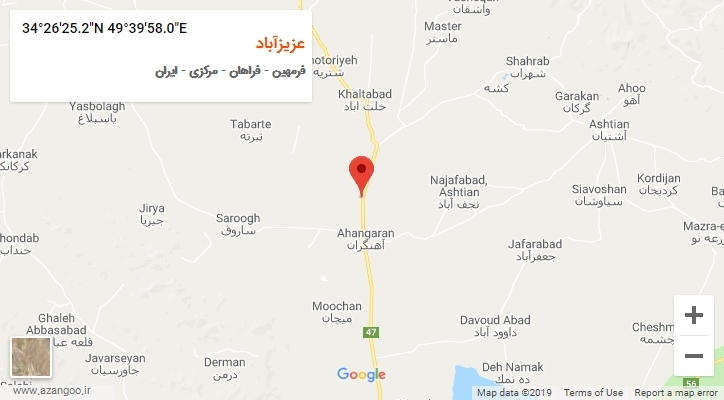 روستای عزیزآباد بر روی نقشه