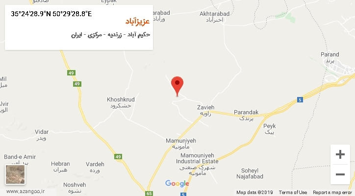 روستای عزیزآباد بر روی نقشه