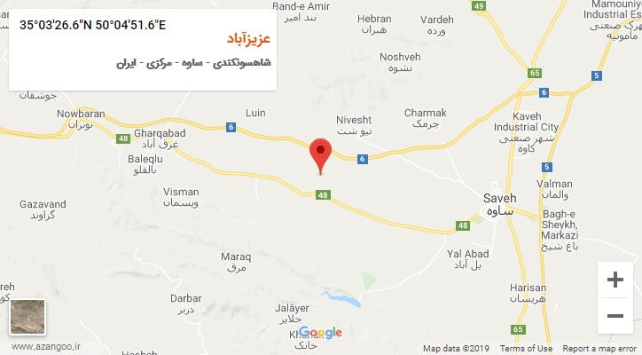 روستای عزیزآباد بر روی نقشه
