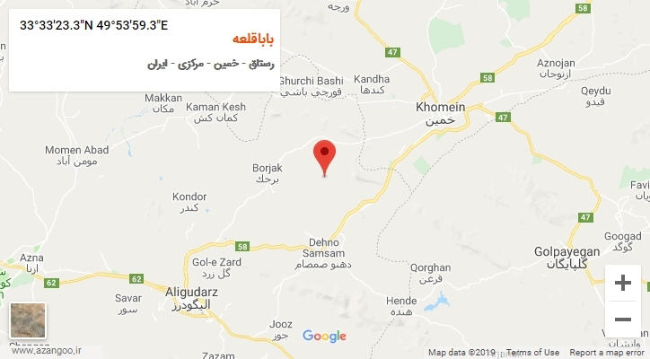 روستای باباقلعه بر روی نقشه