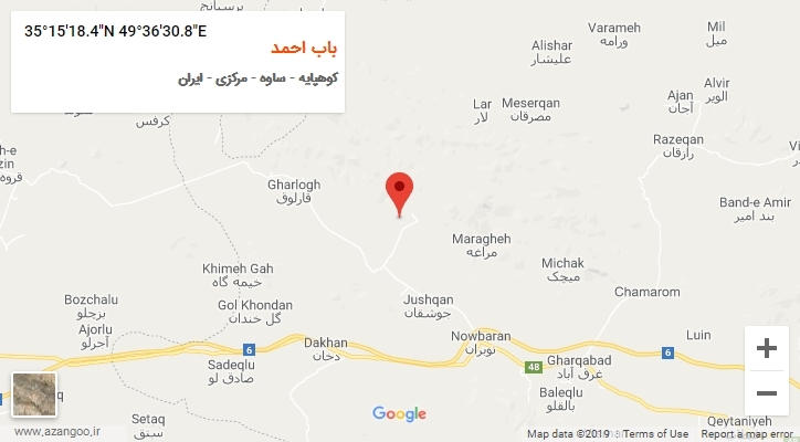 روستای باب احمد بر روی نقشه