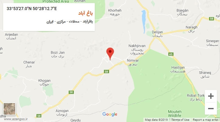 روستای باغ آباد بر روی نقشه